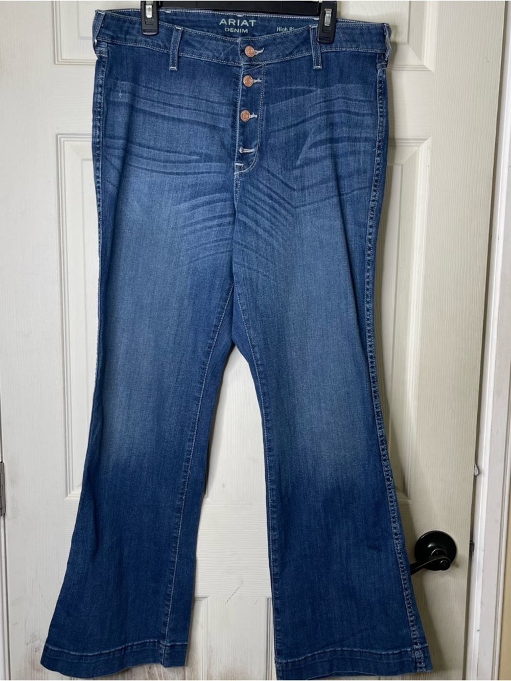 Ariat Denim High Rise Slim Isabella Trouser Wide Leg Jeans Sz 34S